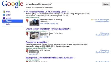 Google Places Suche
