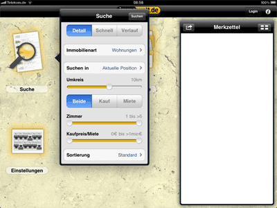 Immowelt App für das iPad